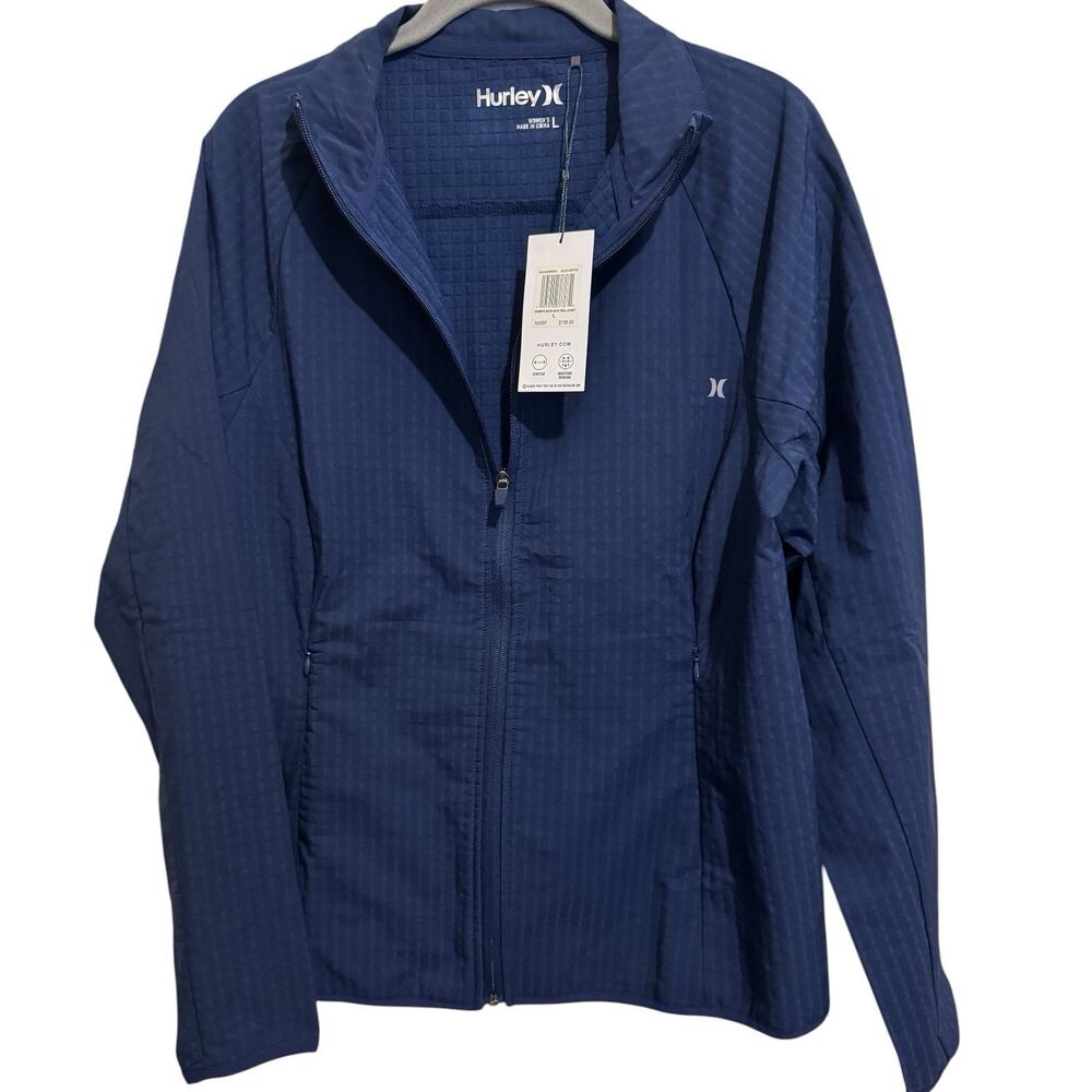 Hurley Women's Mock Neck Trail Jacket Navy‎ Full Zip Lightweight Layering NEW L